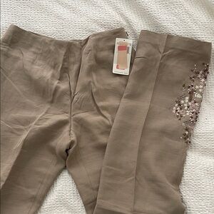 Dana Buchman Light Tan Silk Blend Trousers